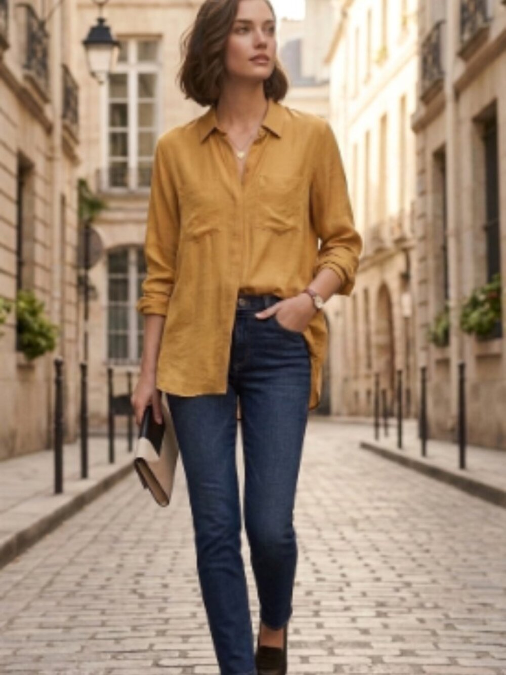 Anthropologie Porridge Keagan Mustard Button Down M